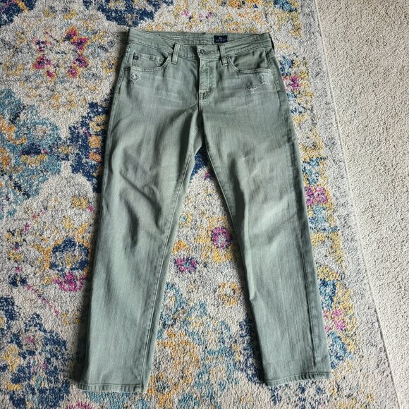 AG Ex boyfriend Slouchy Slim Jeans in Olive Green - Picture 3 of 11